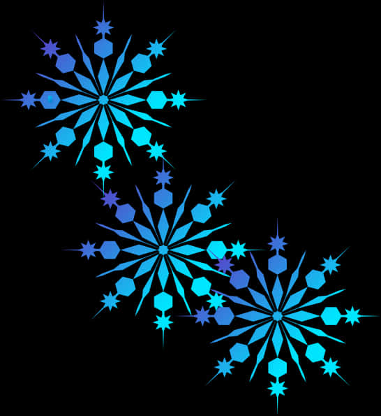 Blue Snowflakes On A Black Background