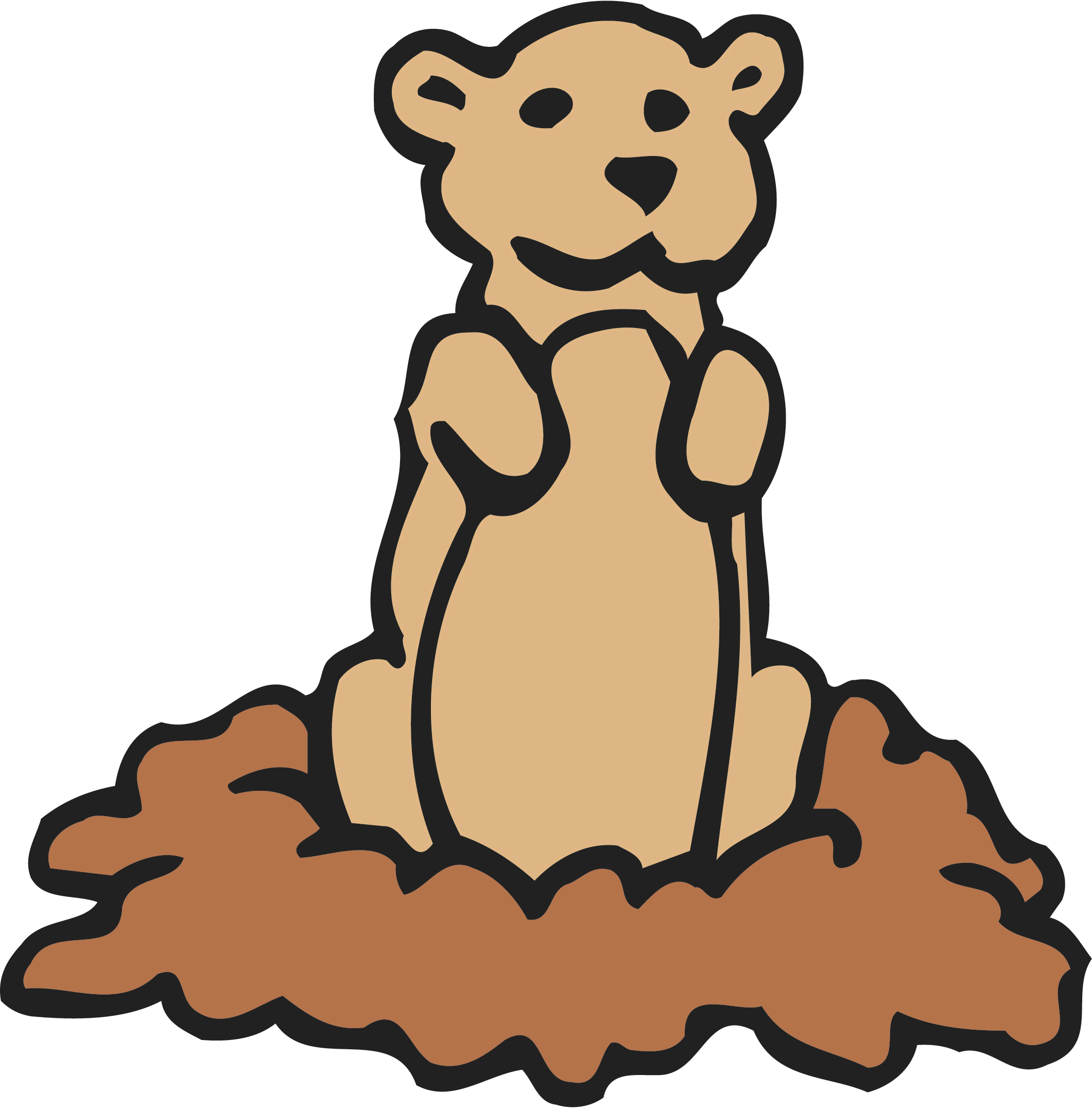 A Cartoon Of A Bear In A Hole