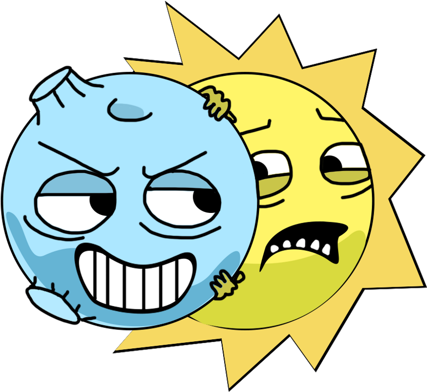 Cartoon Sun And Moon With Faces