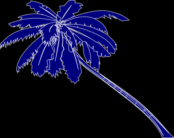 A Blue Palm Tree With White Outline