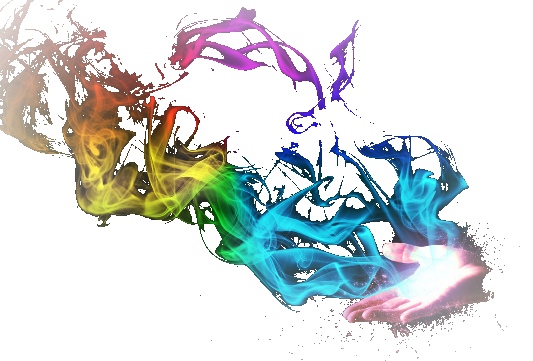 A Hand With Colorful Smoke Coming Out Of It