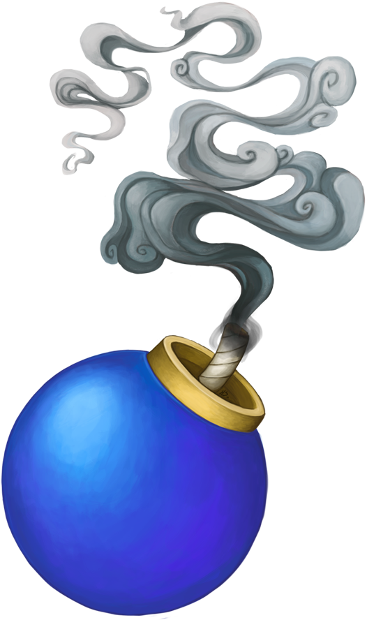 A Cartoon Of A Round Blue Ball With Smoke Coming Out Of It