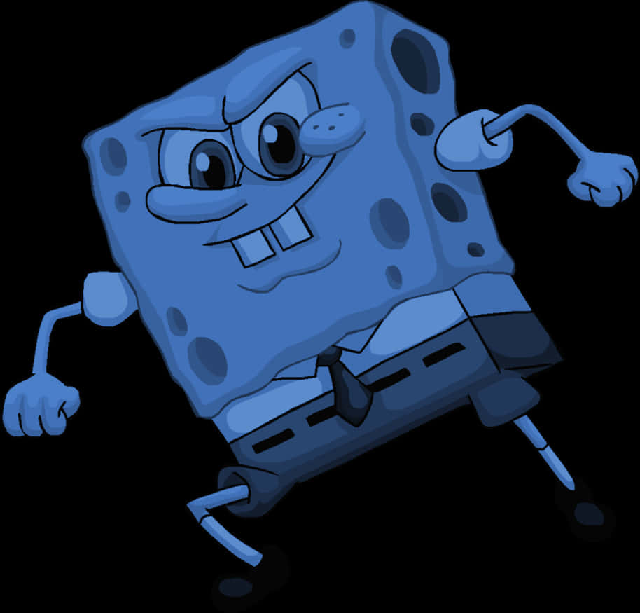 Cartoon Character Of A Blue Square With Arms And Legs