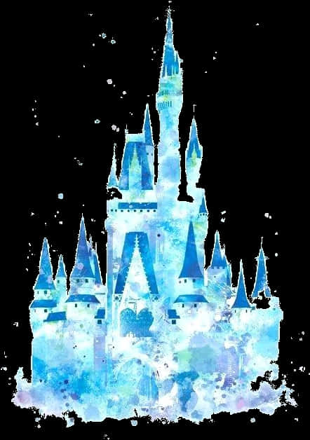 Blue Watercolor Disney Castle