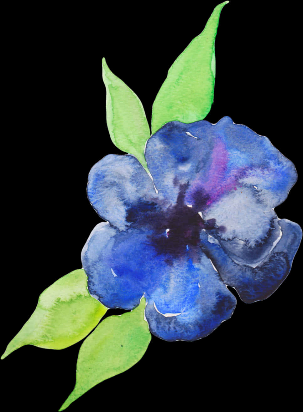 A Blue Flower With Green Leaves