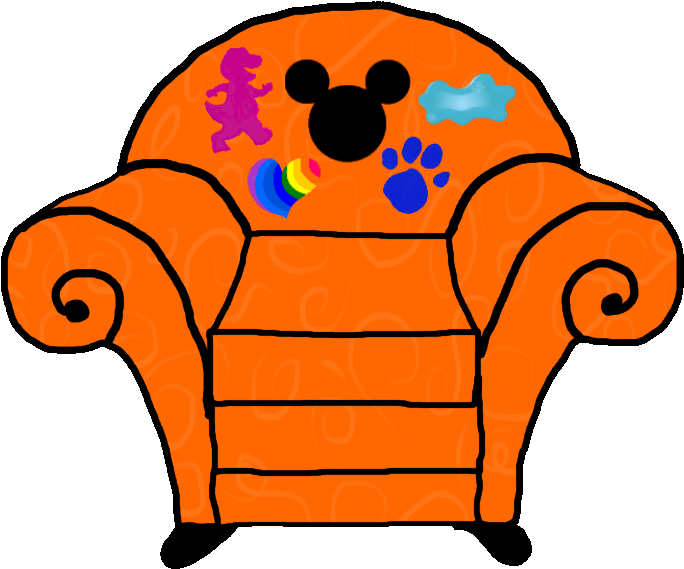 An Orange Chair With Cartoon Characters On It