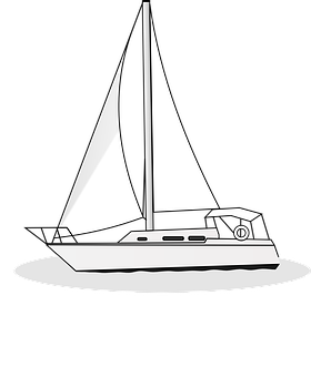 A White Sailboat On A Black Background