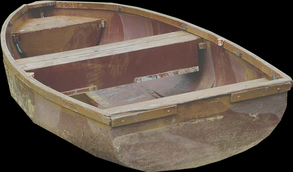 A Wooden Boat With A Black Background