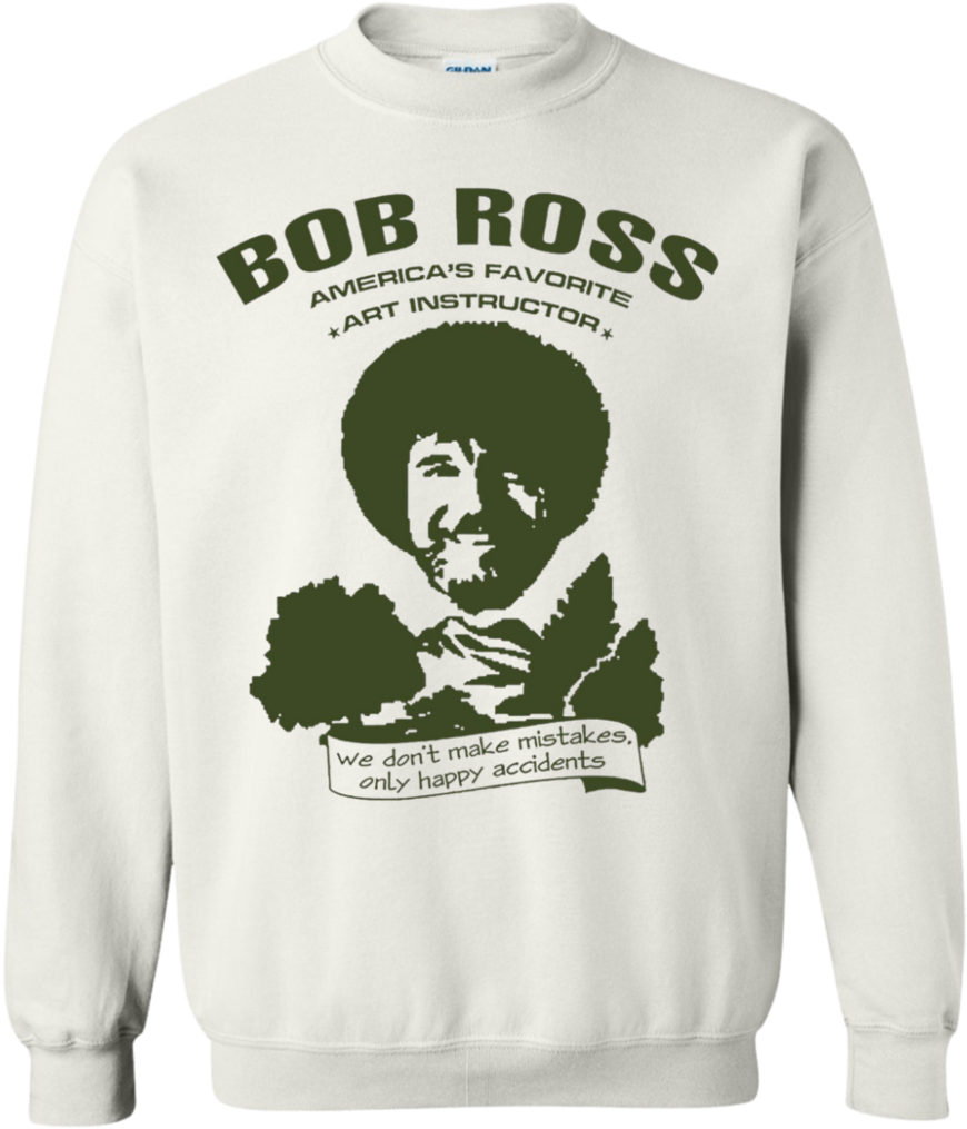Bob Ross Ls,hoodie,sweatshirt Teeever Ls Ultra Cotton - Bob Ross And White Clip Art, Hd Png Download