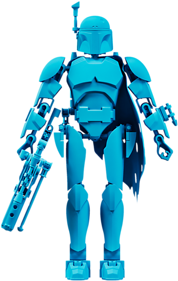 A Blue Toy Robot With A Gun