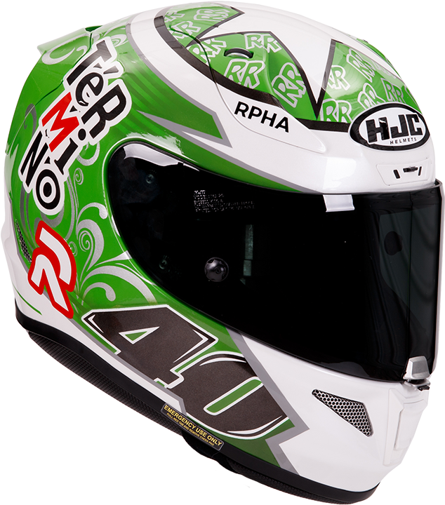 A Green And White Motorcycle Helmet