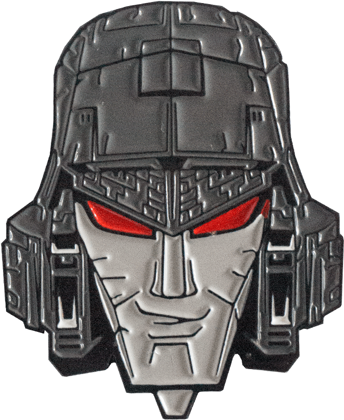 A Metal Robot Head With Red Eyes