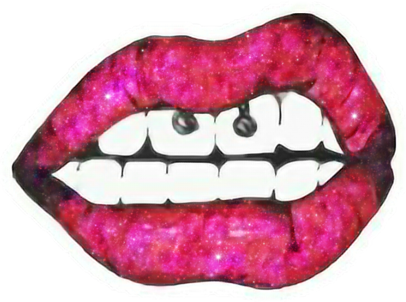 A Pink Lips With White Teeth And A Black Background