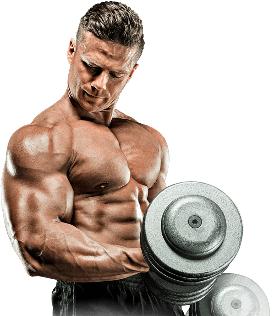 A Man Lifting Weights With Text Overlay