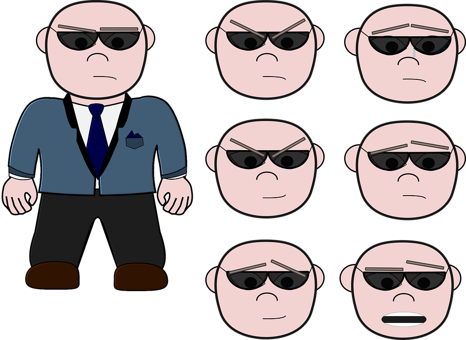 Cartoon Of A Man With Different Expressions
