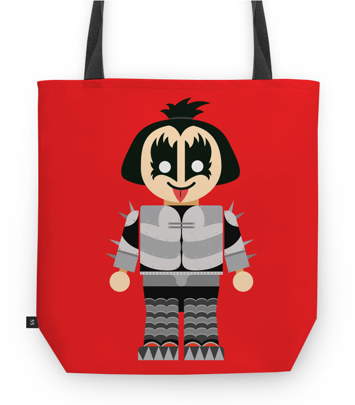 A Red Tote Bag With A Cartoon Character On It