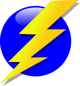 A Yellow Lightning Bolt In A Blue Circle