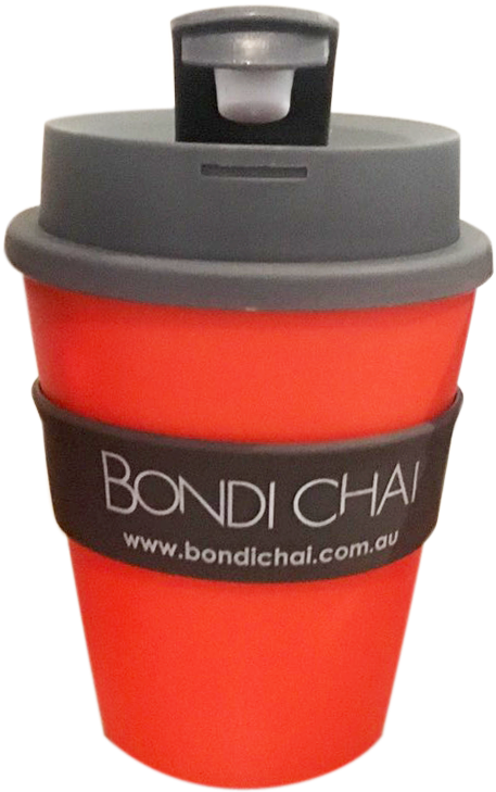 A Red Coffee Cup With A Grey Lid