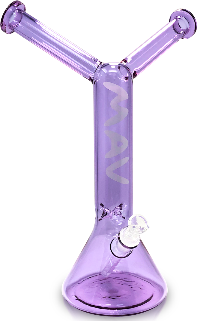 A Purple Glass Bong With A Black Background