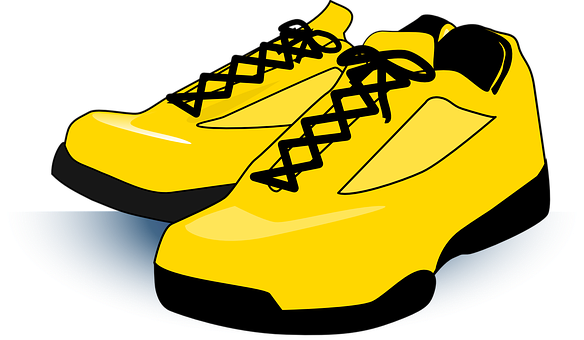 A Yellow Shoes With Black Laces