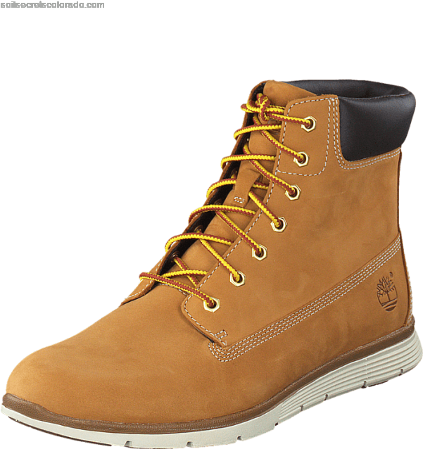 A Brown Boot With Yellow Laces