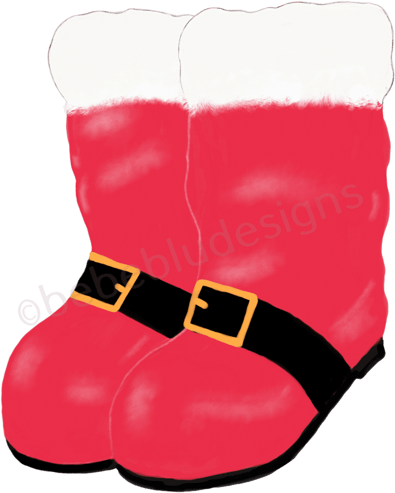 A Pair Of Red And White Santa Boots