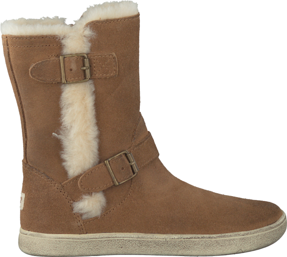 A Brown Boot With White Fur