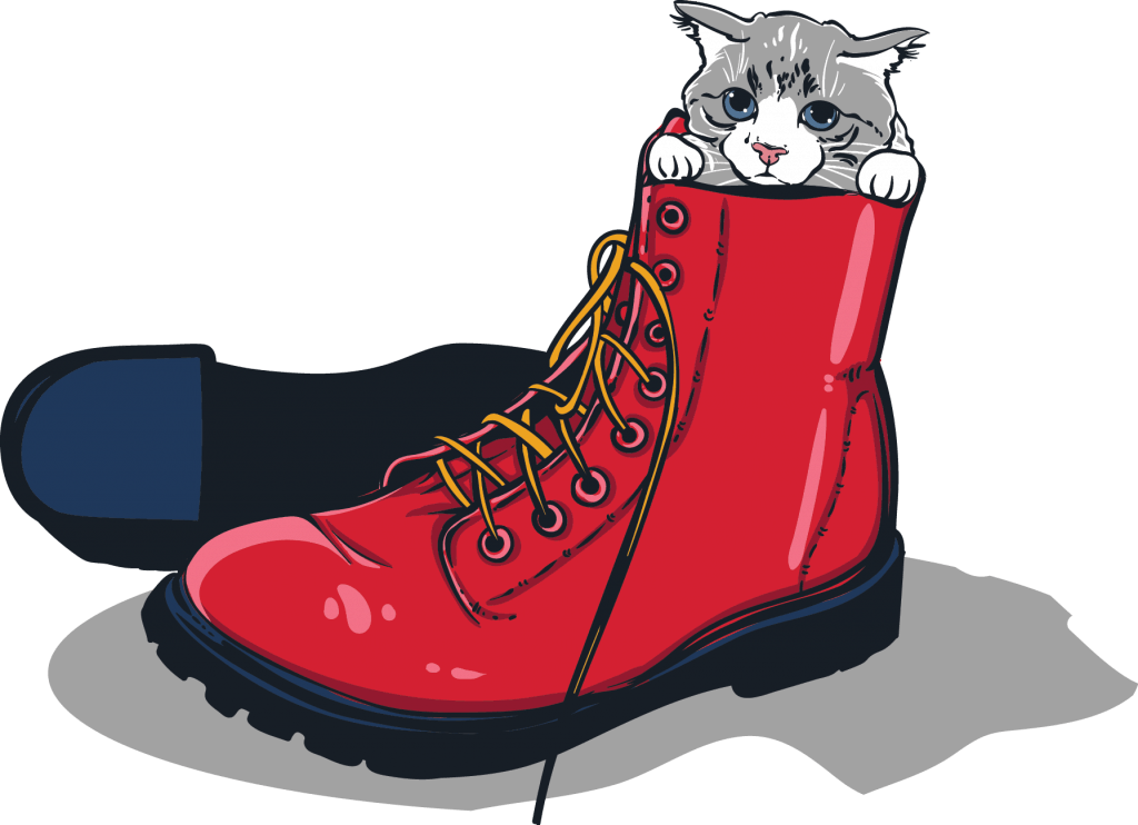 A Cat In A Red Boot