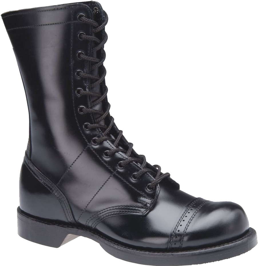 A Black Boot With Laces