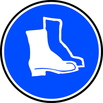 A Blue Circle With White Boots On It