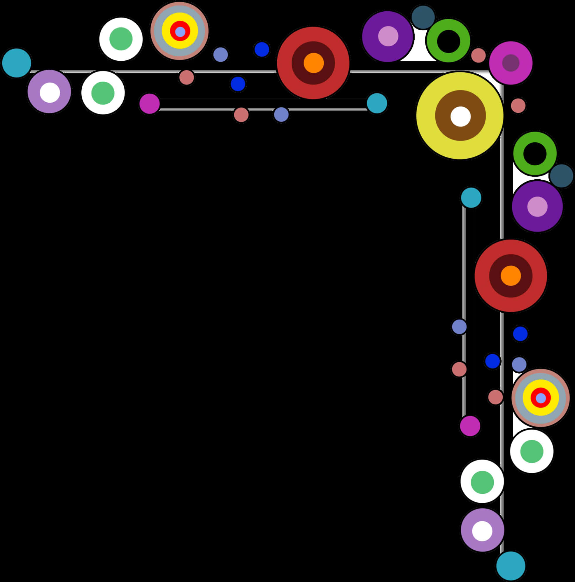 A Colorful Circles And Lines On A Black Background