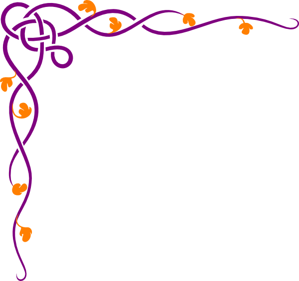 A Corner Design With Orange And Purple Vines