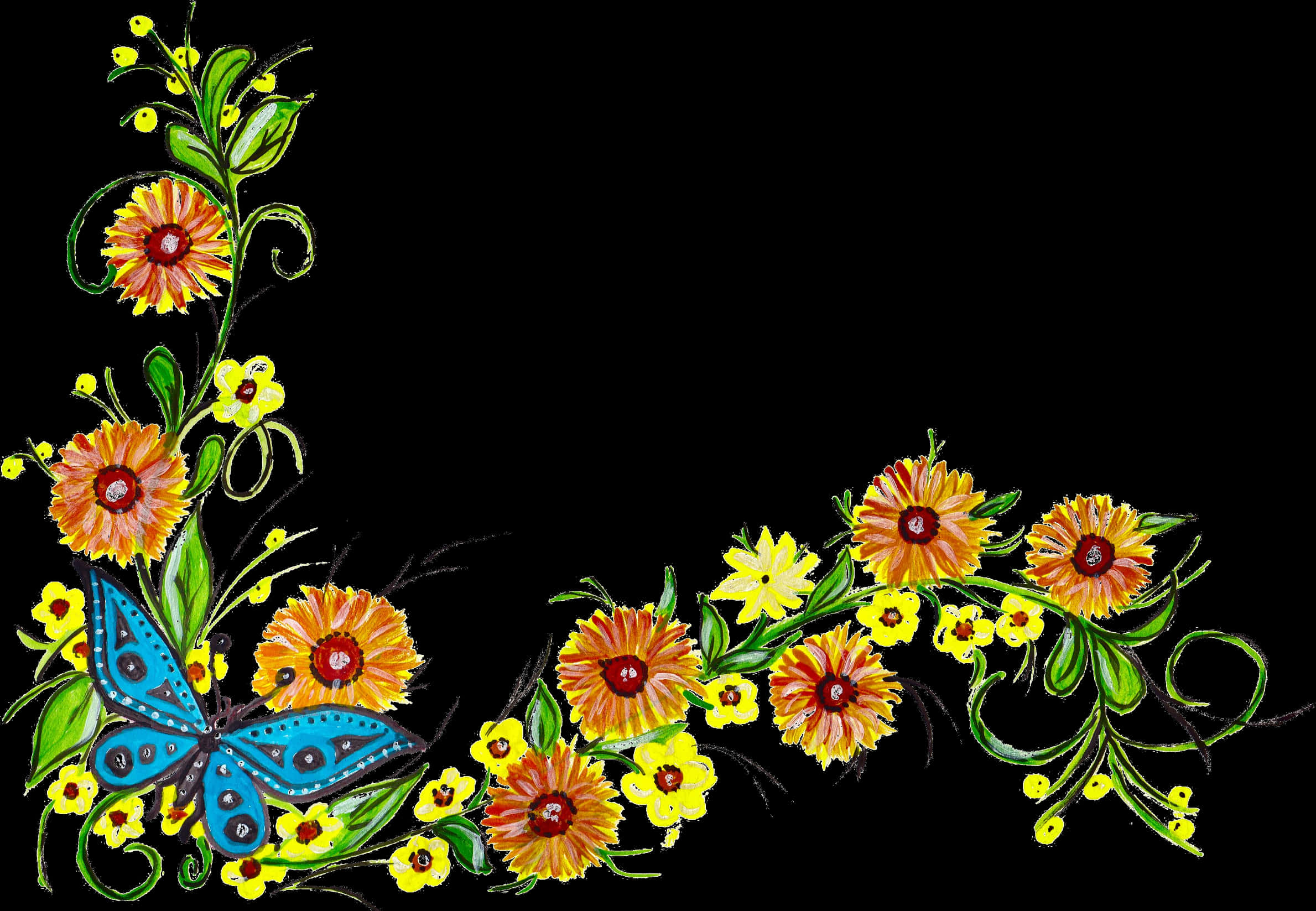 Border With Yellow Flower Design