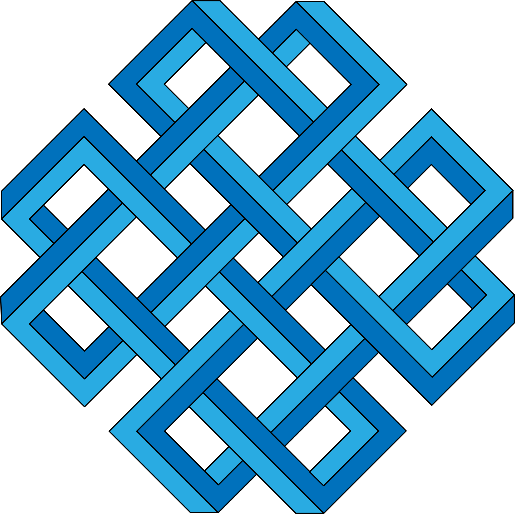 A Blue Celtic Knot With Black Background