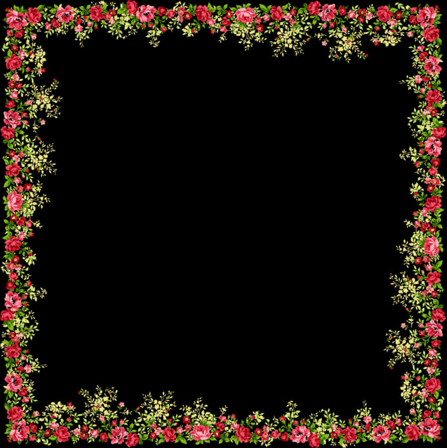 A Square Floral Frame With Red And Yellow Flowers