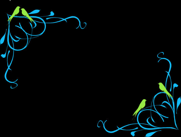 A Blue And Green Birds On A Black Background