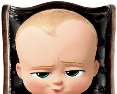 A Cartoon Baby Head On A Black Chair