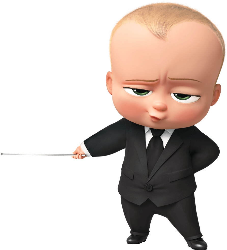 A Cartoon Baby In A Suit And Tie Holding A Stick