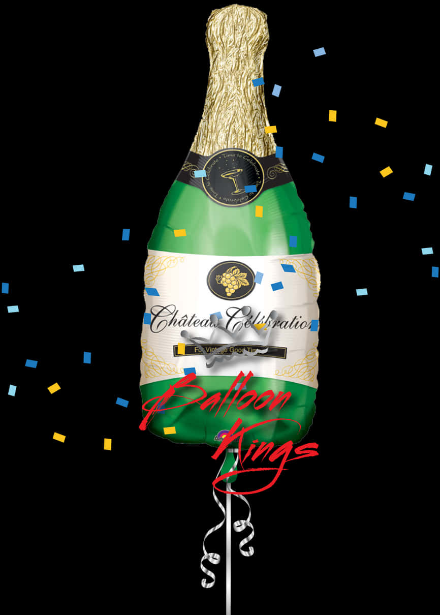 Champagne Bottle With Colorful Confetti