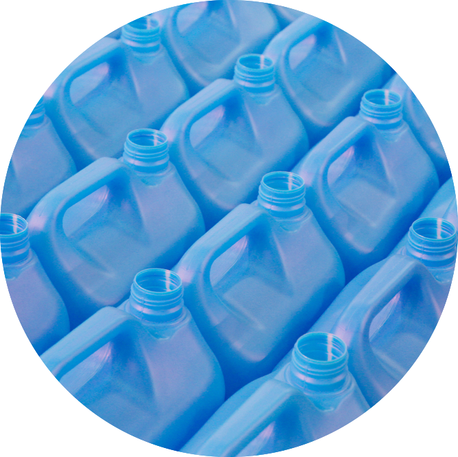 A Group Of Blue Plastic Jugs