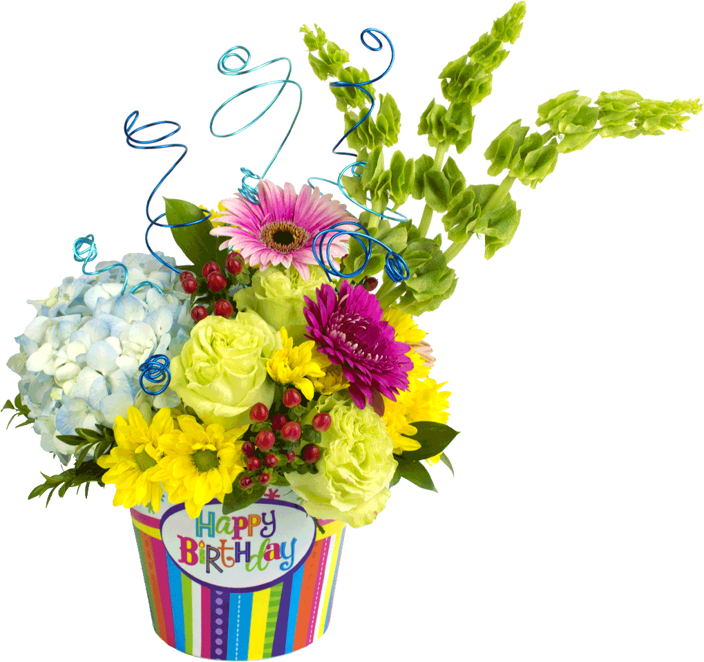 A Colorful Flower Arrangement In A Bucket
