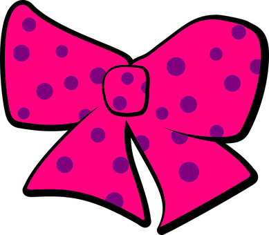 A Pink Bow With Purple Dots