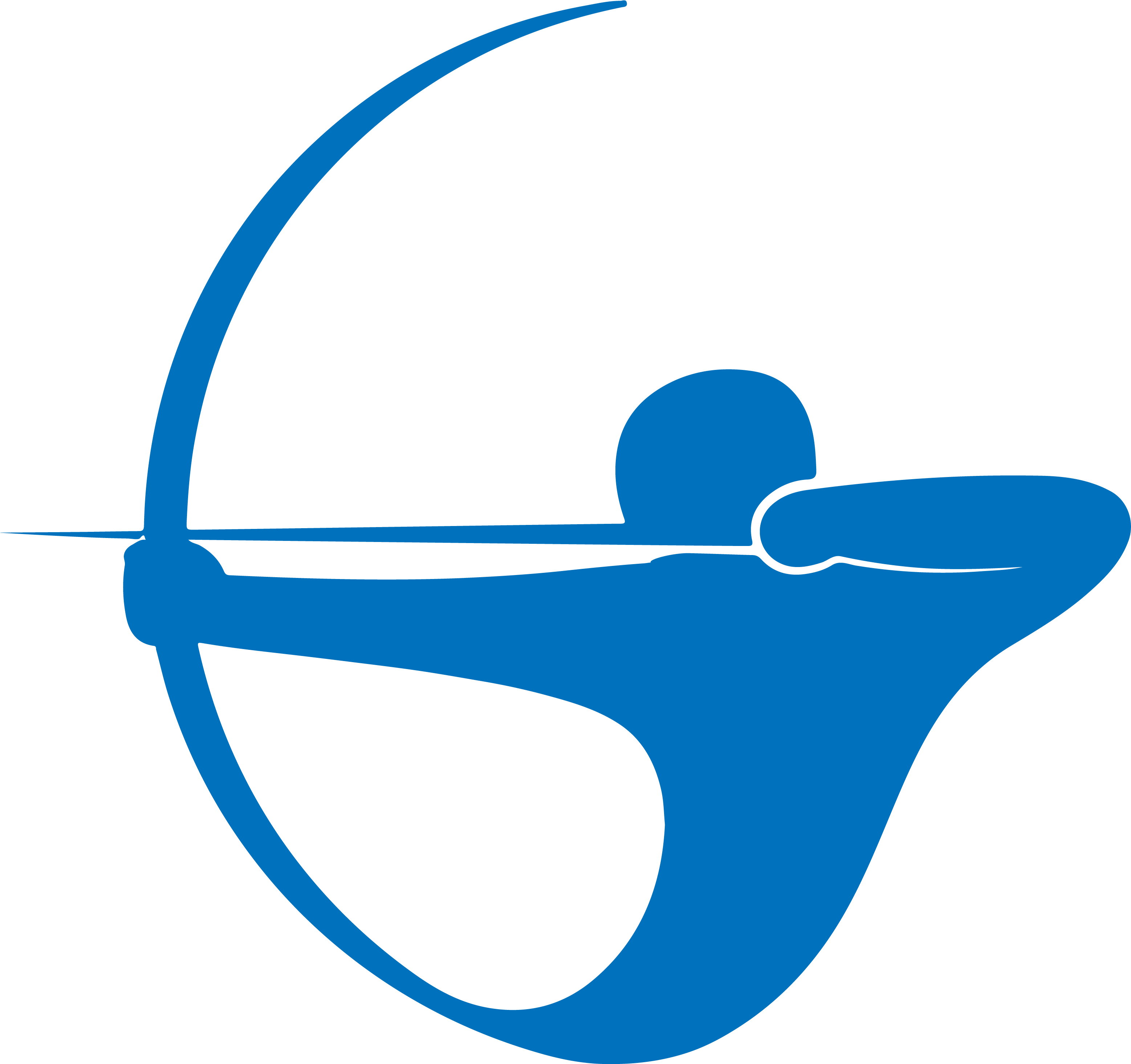A Blue Silhouette Of A Person Shooting A Bow And Arrow