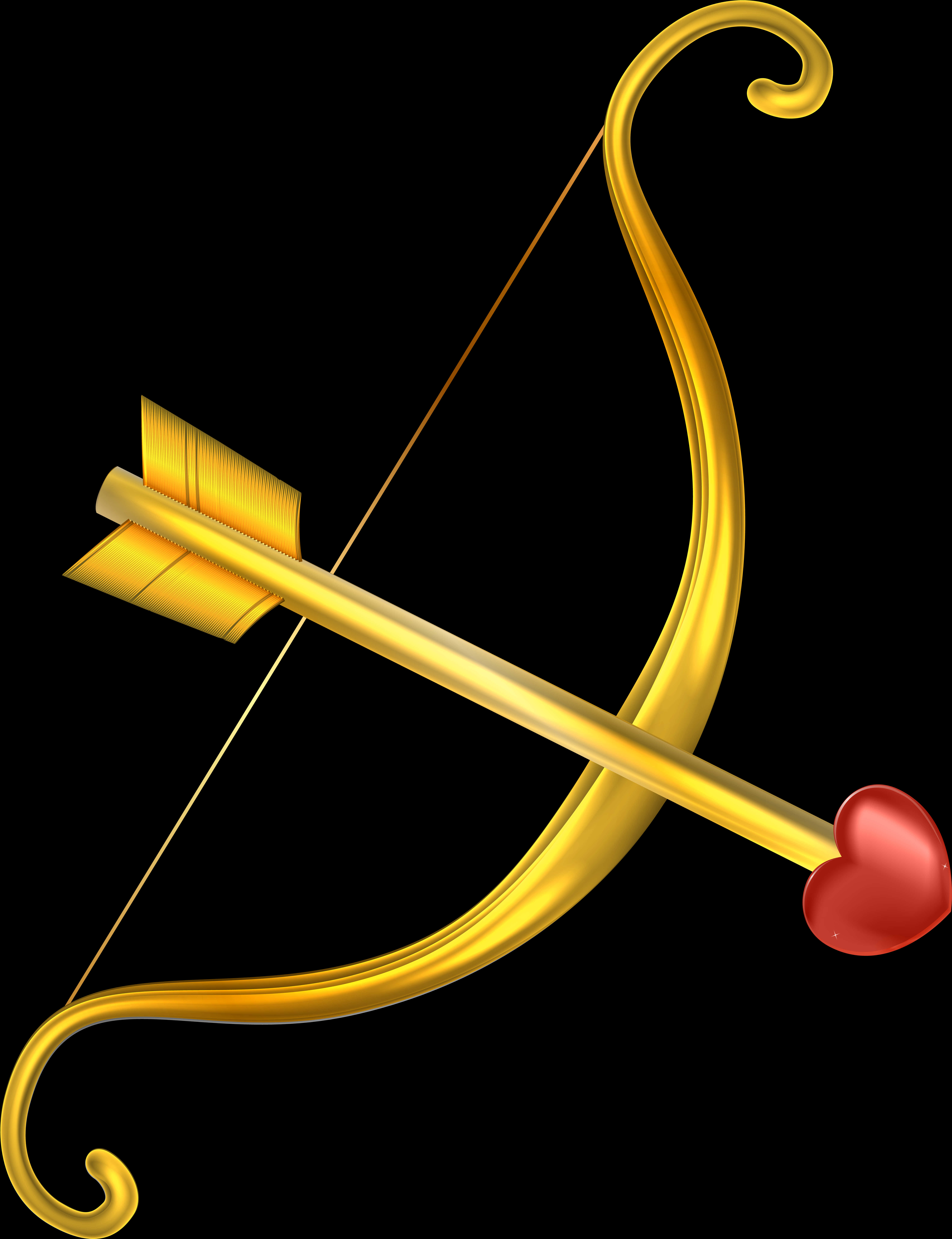 A Gold Bow And Arrow With A Heart On It