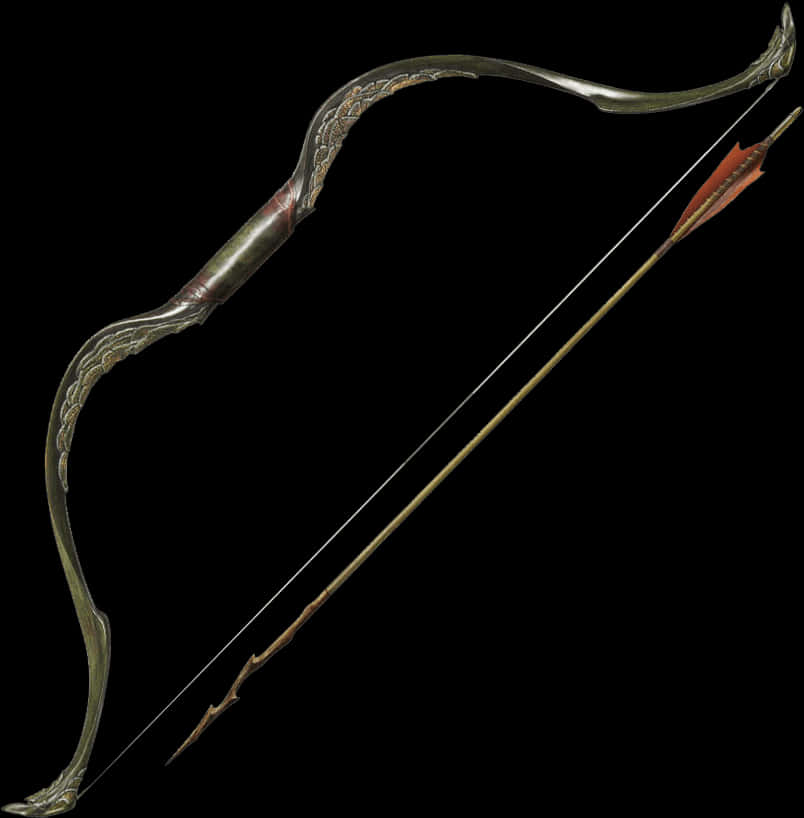 A Bow And Arrow With A Black Background