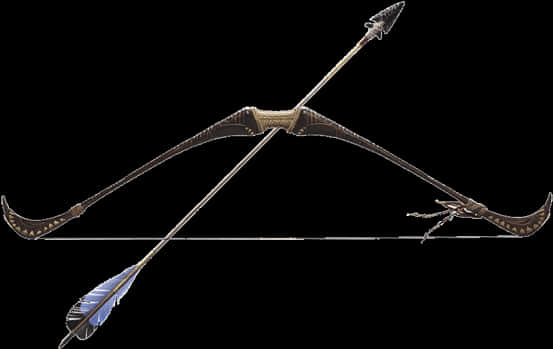 A Bow And Arrow With A Blue Feather