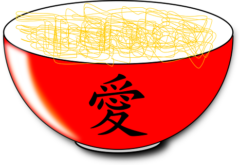 A Bowl Of Noodles With A Black Background