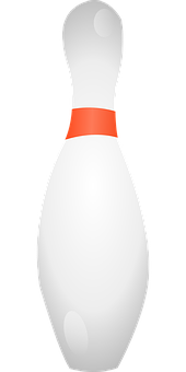 A White Bowling Pin With Orange Stripe