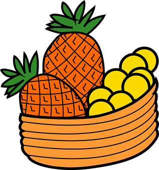 A Basket Of Fruit With Pineapples