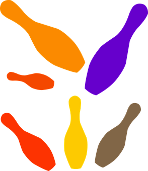 A Group Of Colorful Bowling Pins